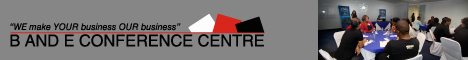 B and E Conference Centre's banner