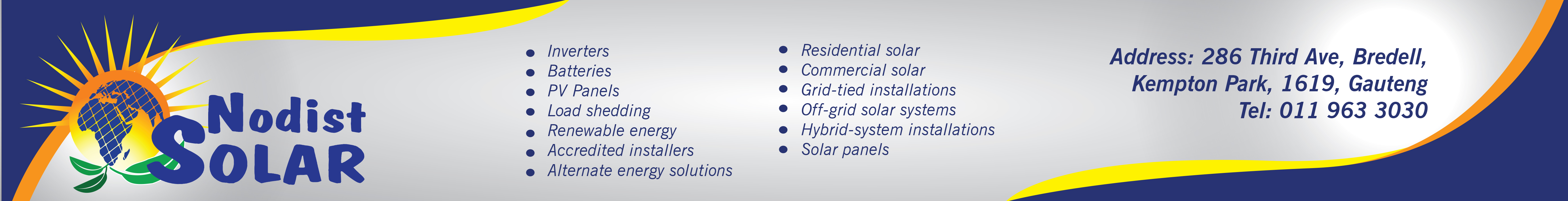 Nodist Solar (Pty) Ltd's banner