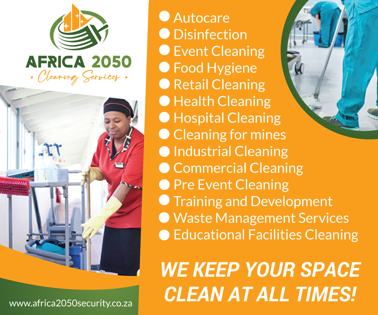 Africa2050 Cleaning Services classified banner