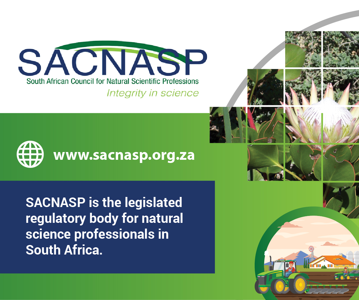 South African Council For Natural Scientific Professions (SACNASP) classified banner