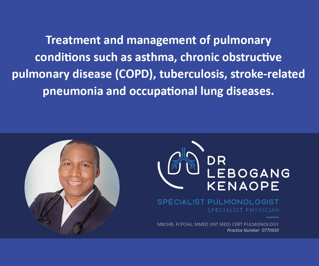Dr Lebogang Kenaope classified banner